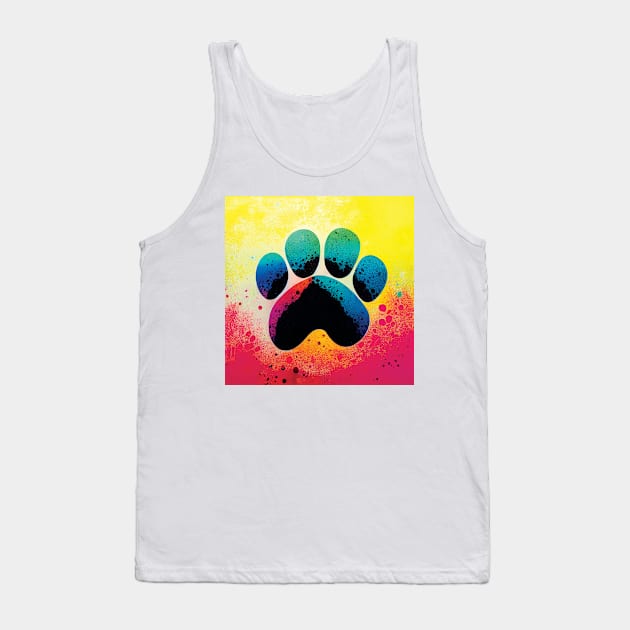 Colourful Splatter Art Paw Print Design Tank Top by Geminiartstudio